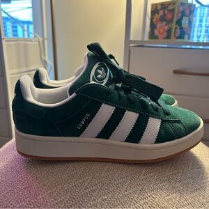 Green adidas campus shoes, unisex
